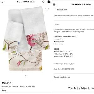 Millano
Botanical 3-Piece Cotton Towel Set